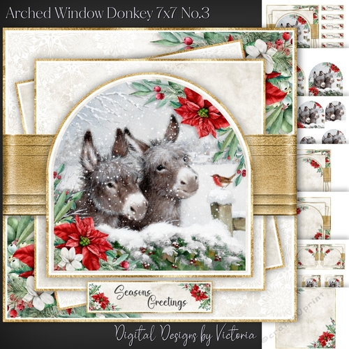 Arched Window Donkey 7x7 inch No.3