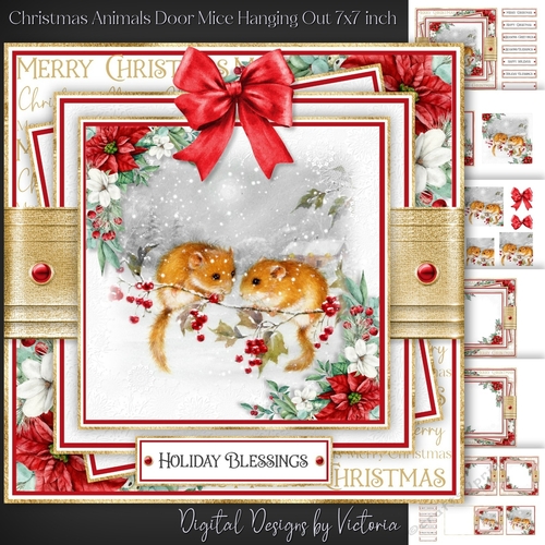 Christmas Animals Door Mice Hanging Out 7x7 inch