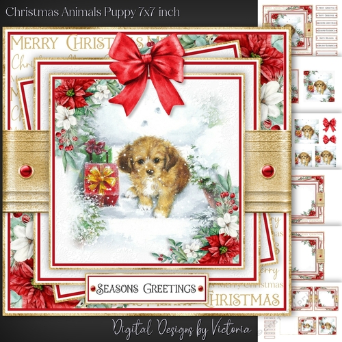 Christmas Animals Puppy 7x7 inch