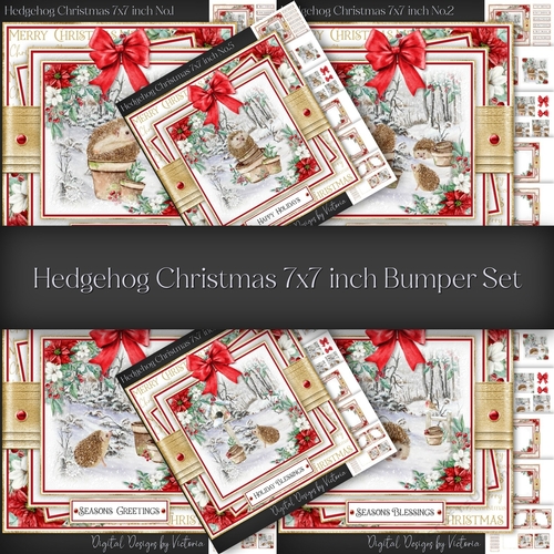 Hedgehog Christmas 7x7 inch Bumper Set