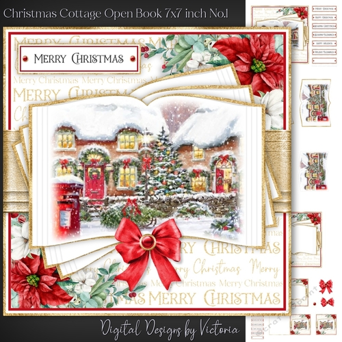Christmas Cottage Open Book 7x7 inch No.1