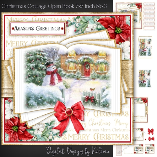 Christmas Cottage Open Book 7x7 inch No.3