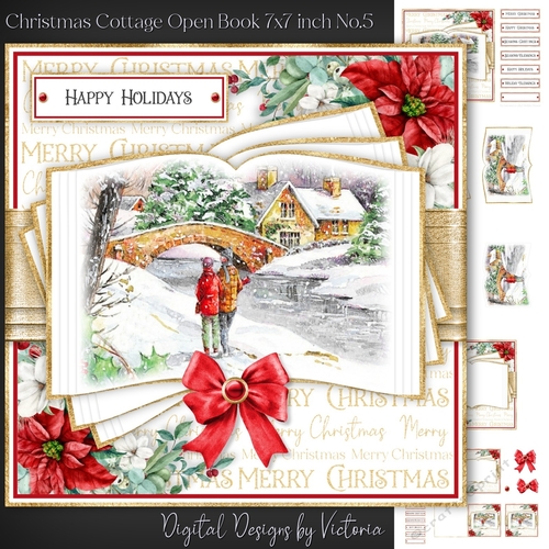 Christmas Cottage Open Book 7x7 inch No.5