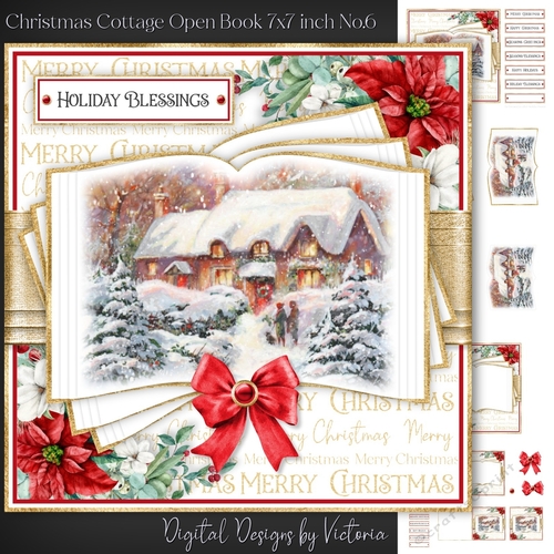 Christmas Cottage Open Book 7x7 inch No.6