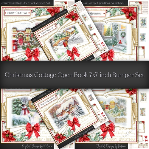 Christmas Cottage Open Book 7x7 inch Bumper Set