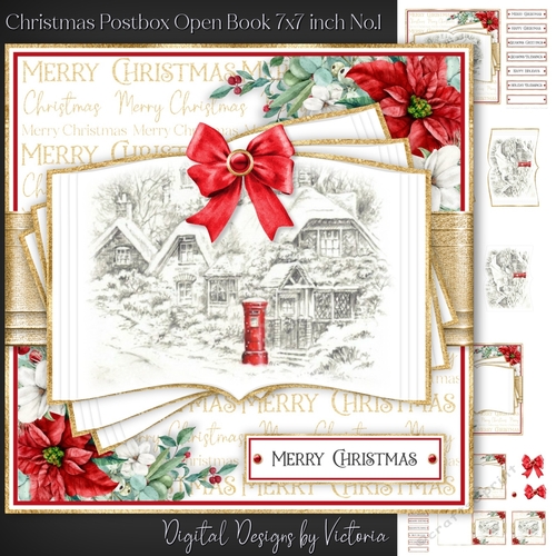 Christmas Postbox Open Book 7x7 inch No.1