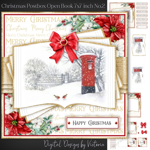 Christmas Postbox Open Book 7x7 inch No.2