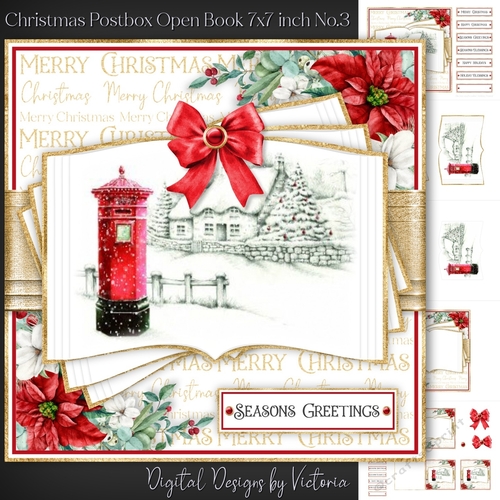 Christmas Postbox Open Book 7x7 inch No.3