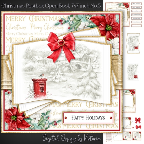 Christmas Postbox Open Book 7x7 inch No.5