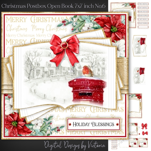 Christmas Postbox Open Book 7x7 inch No.6