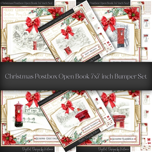 Christmas Postbox Open Book 7x7 inch Bumper Set