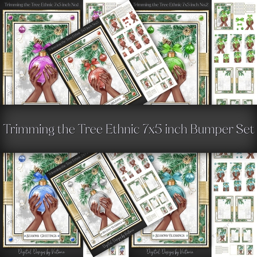 Trimming the Tree Ethnic 7x5 inch Bumper Set