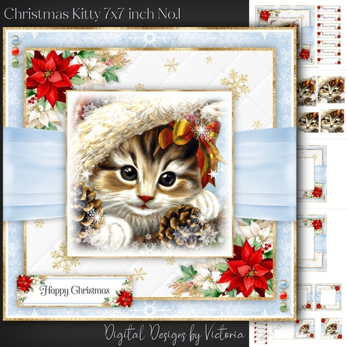  Christmas Kitty 7x7 inch No.1