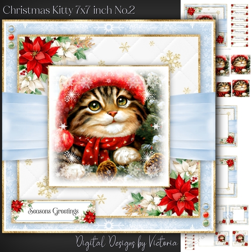  Christmas Kitty 7x7 inch No.2