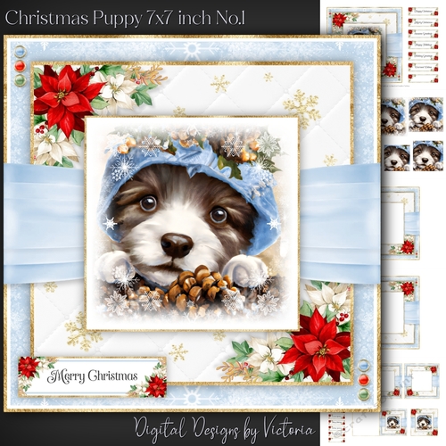  Christmas Puppy 7x7 inch No.1