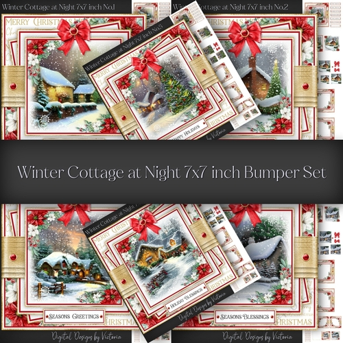 Winter Cottage at Night 7x7 inch Bumper Kit