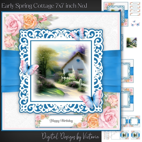 Early Spring Cottage 7x7 inch No.1
