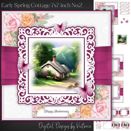 Early Spring Cottage 7x7 inch No.2