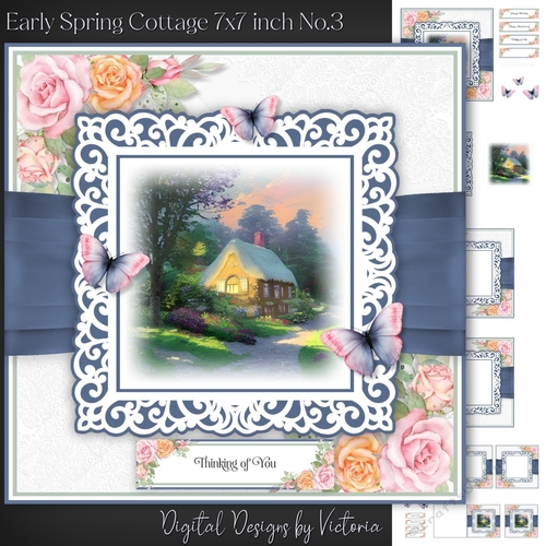 Early Spring Cottage 7x7 inch No.3