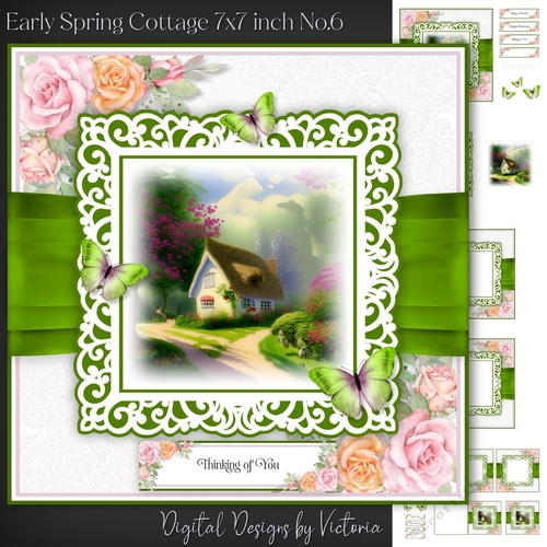 Early Spring Cottage 7x7 inch No.6