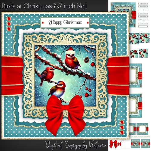 Birds at Christmas 7x7 inch No.1
