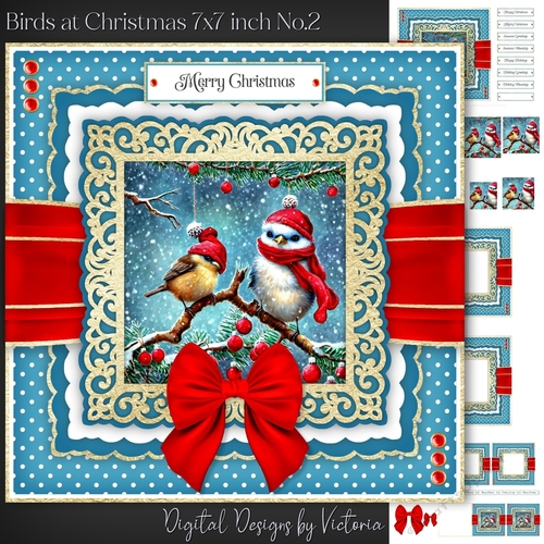 Birds at Christmas 7x7 inch No.2