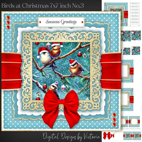 Birds at Christmas 7x7 inch No.3
