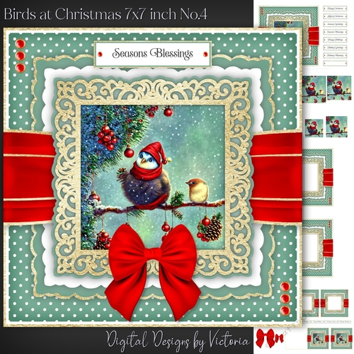 Birds at Christmas 7x7 inch No.4