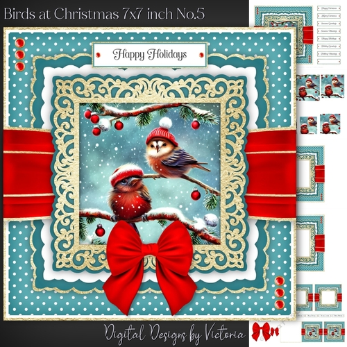 Birds at Christmas 7x7 inch No.5