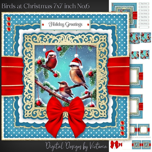Birds at Christmas 7x7 inch No.6