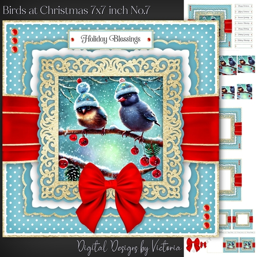 Birds at Christmas 7x7 inch No.7