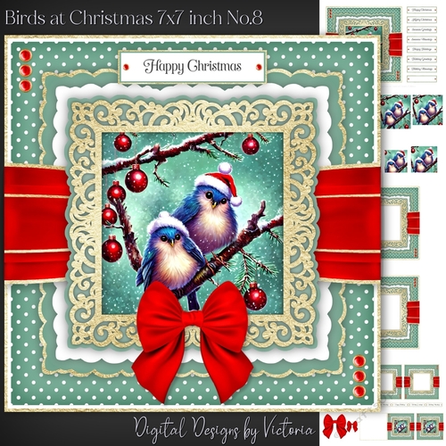 Birds at Christmas 7x7 inch No.8
