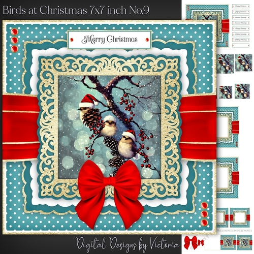 Birds at Christmas 7x7 inch No.9
