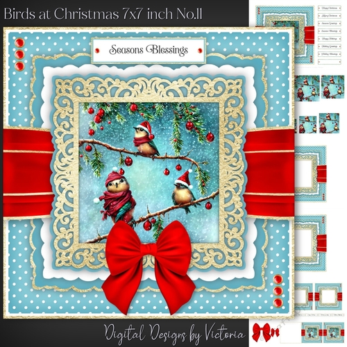 Birds at Christmas 7x7 inch No.11