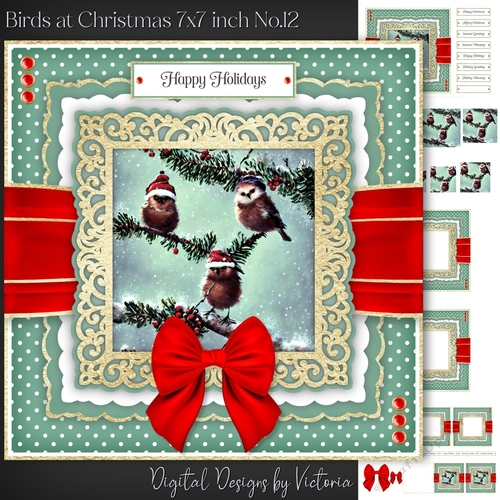Birds at Christmas 7x7 inch No.12