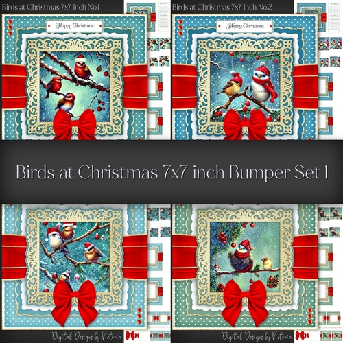 Birds at Christmas 7x7 inch Bumper Set 1