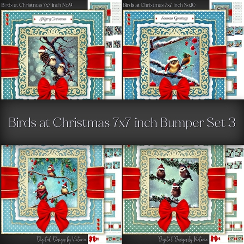 Birds at Christmas 7x7 inch Bumper Set 3