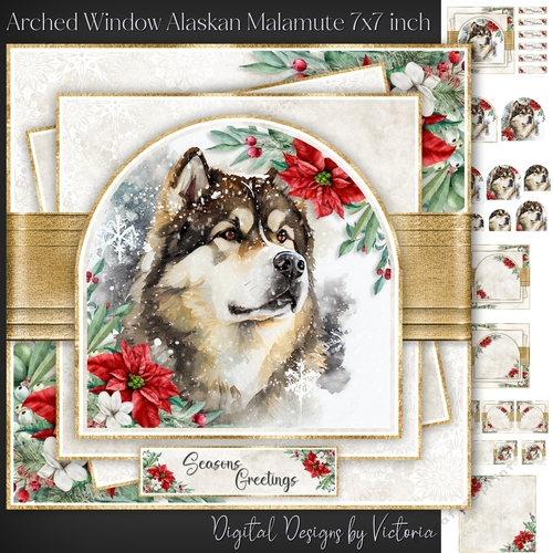 Arched Window Alaskan Malamute 7x7 inch