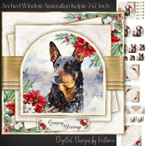 Arched Window Australian Kelpie 7x7 inch