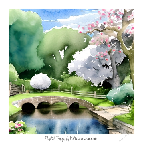 Bridge over the Water 7x7 inch No.3