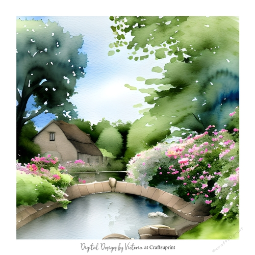 Bridge over the Water 7x7 inch No.5