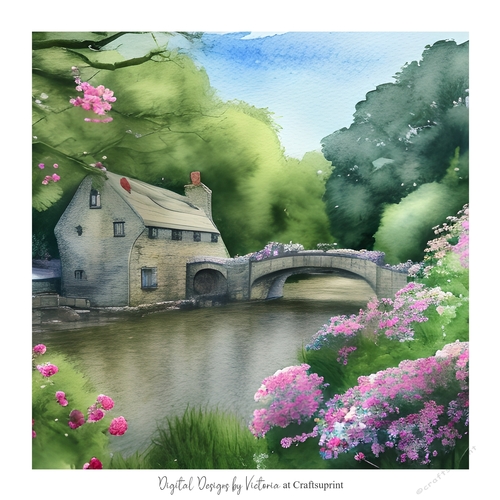 Bridge over the Water 7x7 inch No.7