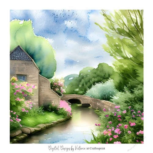 Bridge over the Water 7x7 inch No.10