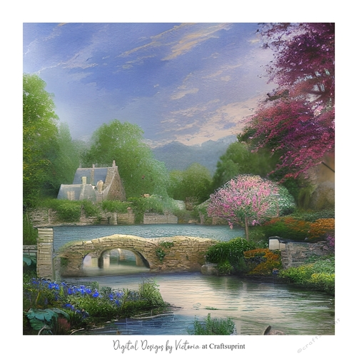 Bridge over the Water 7x7 inch No.14