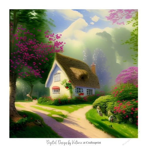 Spring Cottage 7x7 inch No.1