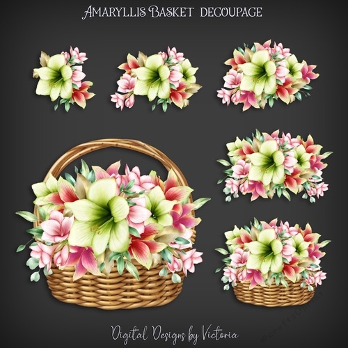 Amaryllis Basket Decoupage