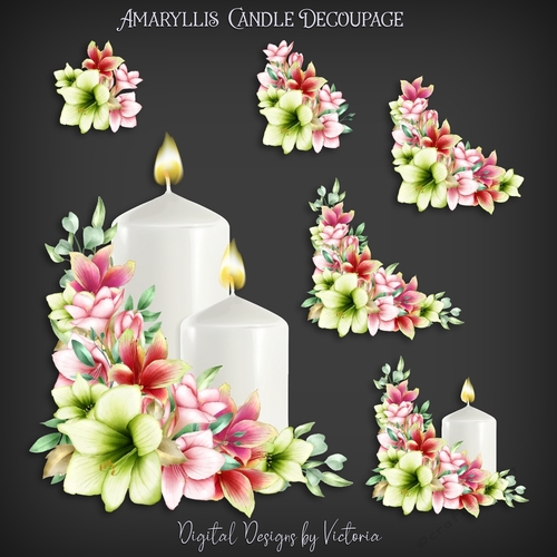 Amaryllis Candle Decoupage