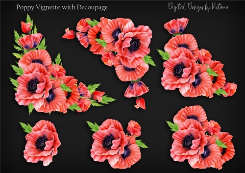 Poppy Vignette with Decoupage