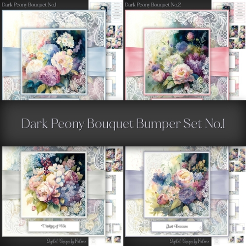 Dark Peony Bouquet Bumper Set No.1