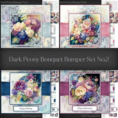 Dark Peony Bouquet Bumper Set No.2